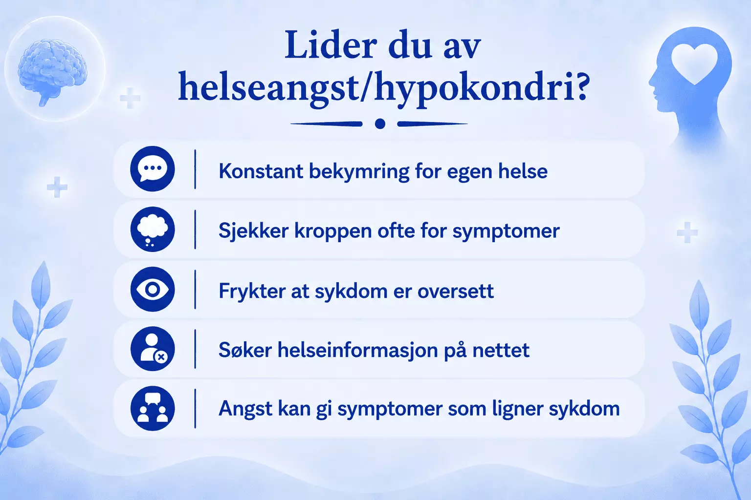 Lider du av helseangst/hypokondri?
