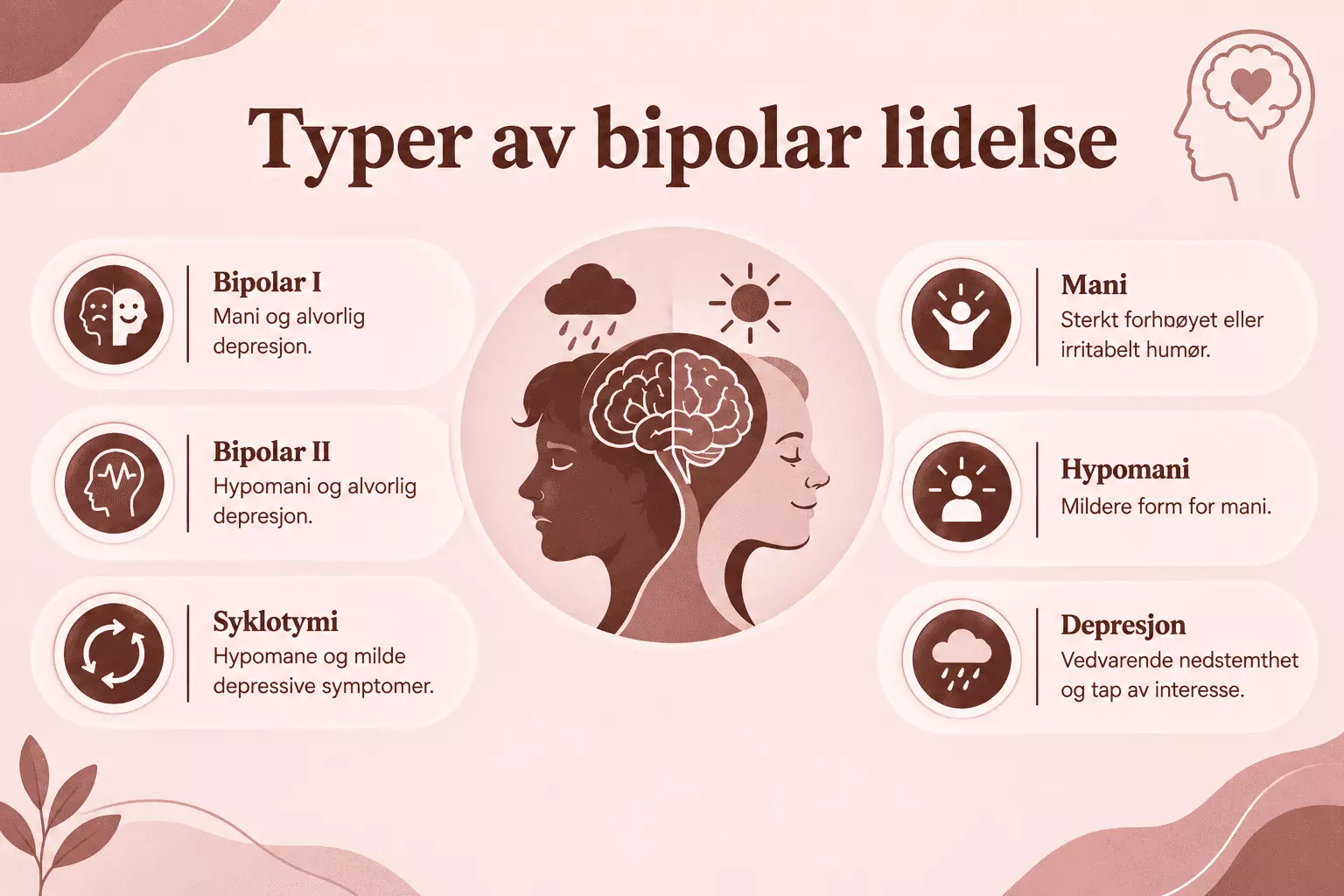 Typer av bipolar lidelse.