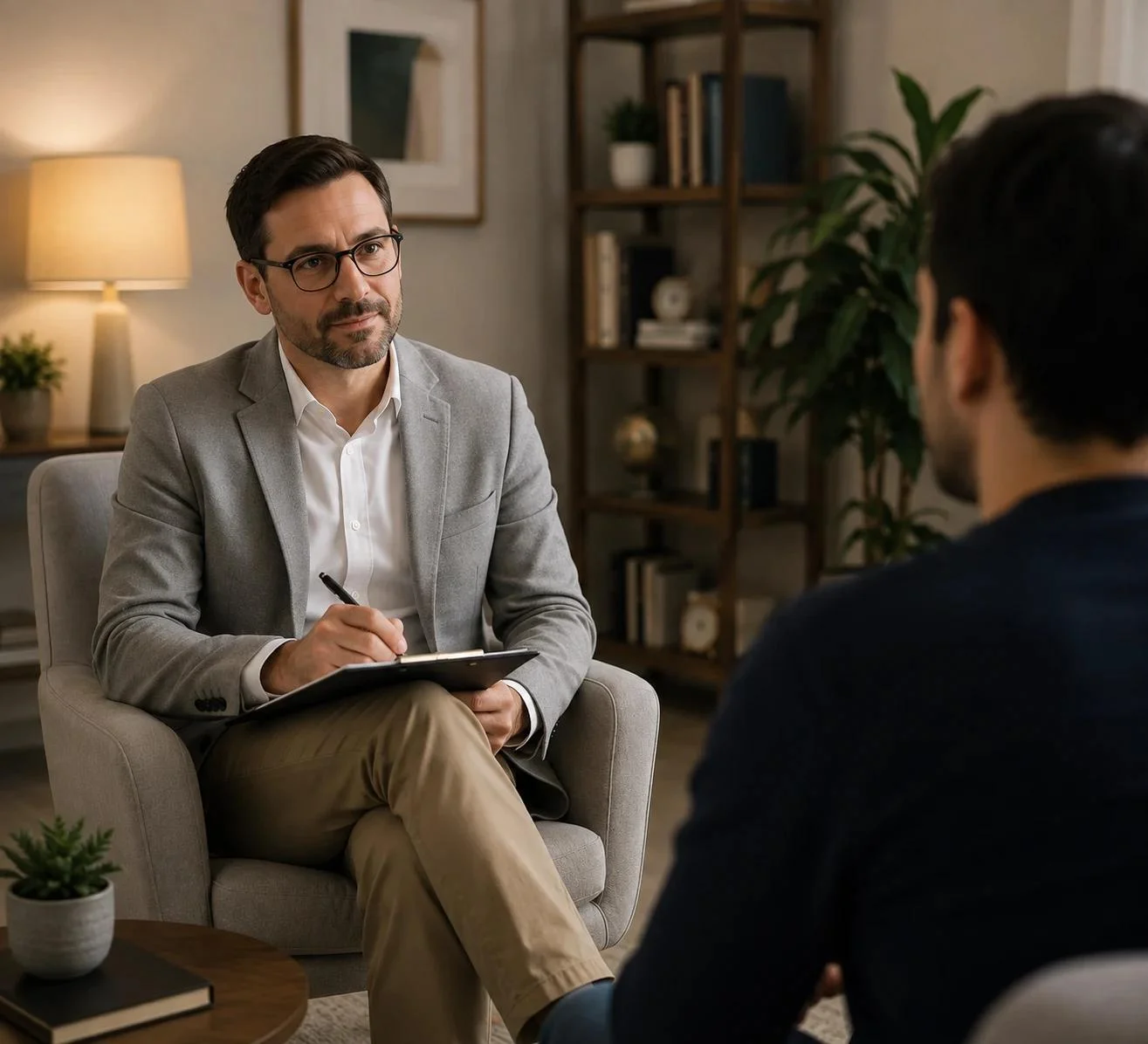 Psychiatrist in consultation with patient