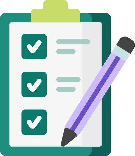 Illustration of a clipboard checklist with a pen